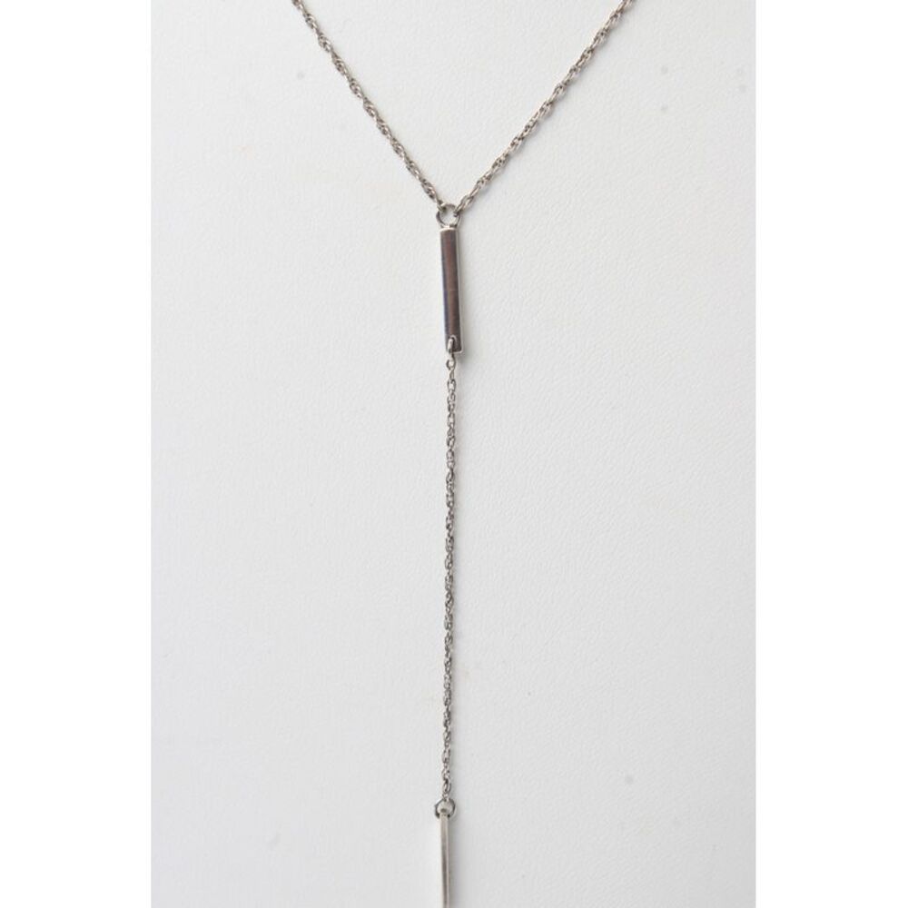 Jennifer Zeuner Womens 925 Silver Diamond Bar Lariat Necklace 16" 1.8g
